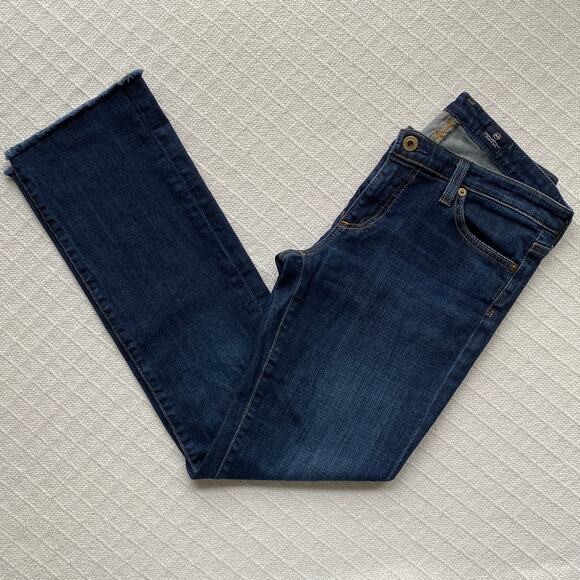 AG Adriano Goldschmied The Ballad Slim‎ Bootcut Jeans Dark Wash Raw Hem Size 28R - Picture 5 of 8